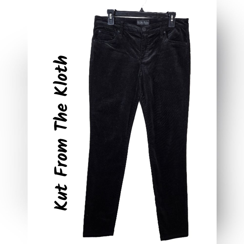 Kut From The Kloth Women's Diana Skinny Sz 8 Black Stretch Corduroy Med Rise